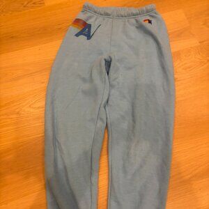 Aviator Nation Ice Blue Logo Stitch Jogger Sweatpants Women’s Size XS